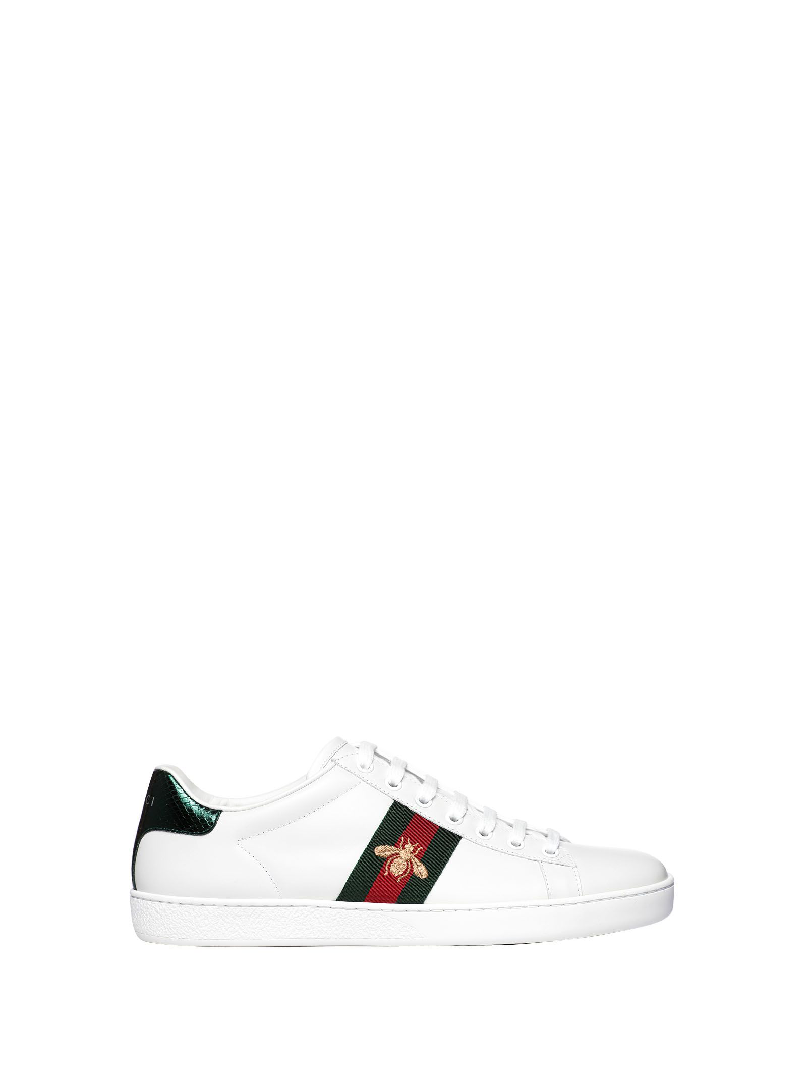 Gucci Embroidered Sneakers In Bianco Rosso Verde Modesens