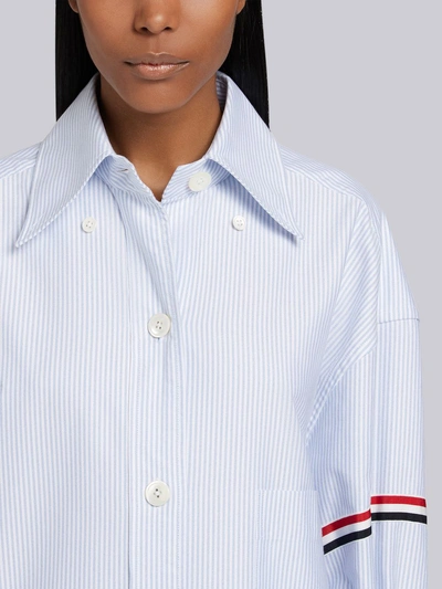 Shop Thom Browne 200% University Stripe Armband Shirt In Blue