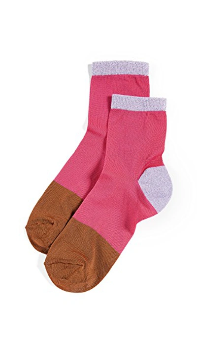Shop Hysteria Liza Ankle Socks In Dark Pink