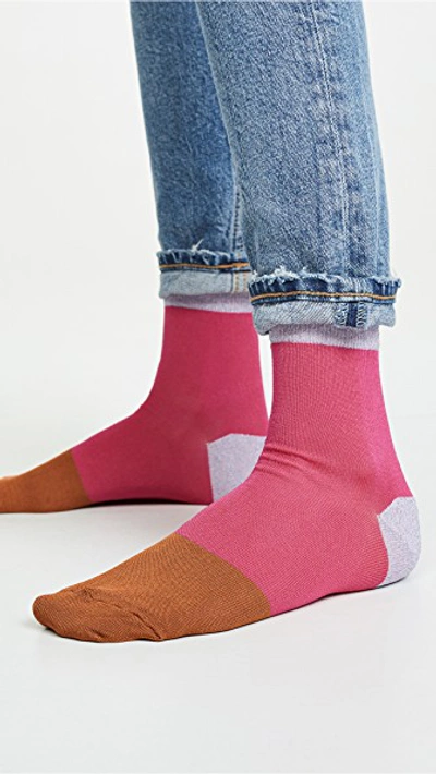 Shop Hysteria Liza Ankle Socks In Dark Pink