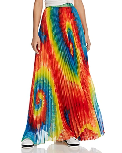 Shop Alice And Olivia Alice + Olivia Shannon Tie-dye Pleated Maxi Skirt In Multi