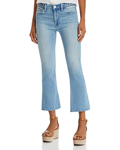 Shop Frame Le Crop Mini Bootcut Braided-waist Jeans In Fountain