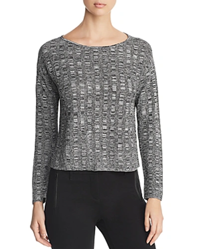 Shop Eileen Fisher Cropped Melange-knit Sweater In Black