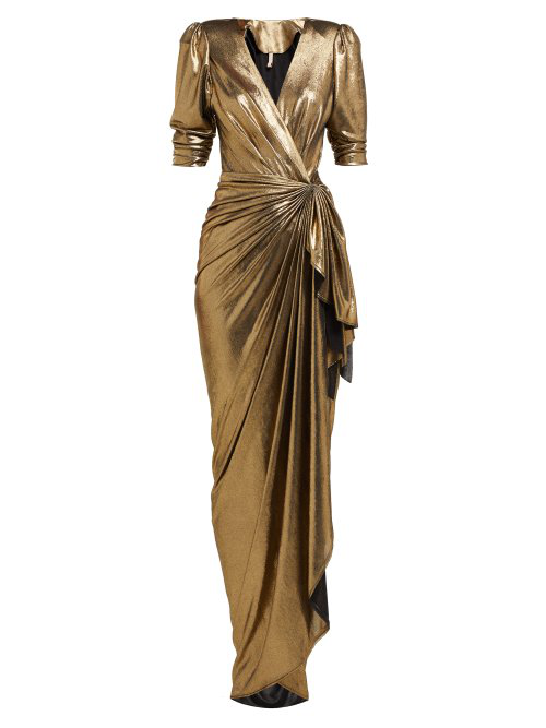 gold wrap maxi dress