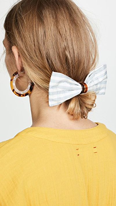 Shop Lizzie Fortunato Good Hair Day Bow In Blue/white