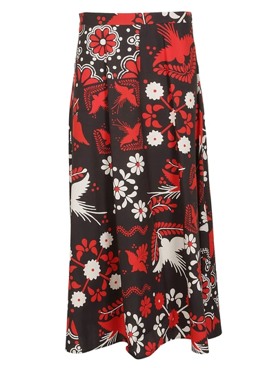 Shop Red Valentino Printed Maxi Skirt In Black
