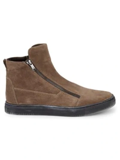 Shop Kenneth Cole Double Zip High-top Sneakers In Taupe