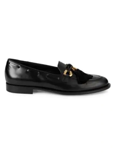 Shop Giuseppe Zanotti Leather Tassel Loafers In Black
