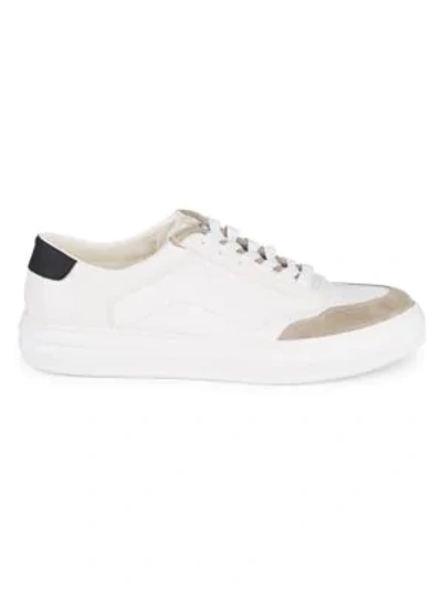 Shop Saks Fifth Avenue Zephyr Canvas & Suede Sneakers In Ice White