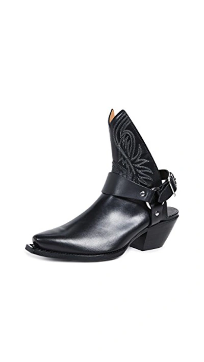 Shop R13 Ankle Half Cowboy Boots W/ Harness In Black