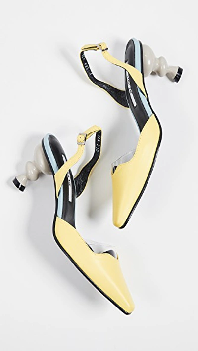 Shop Yuul Yie Lissom D'orsay Heels In Lemon/sky Blue