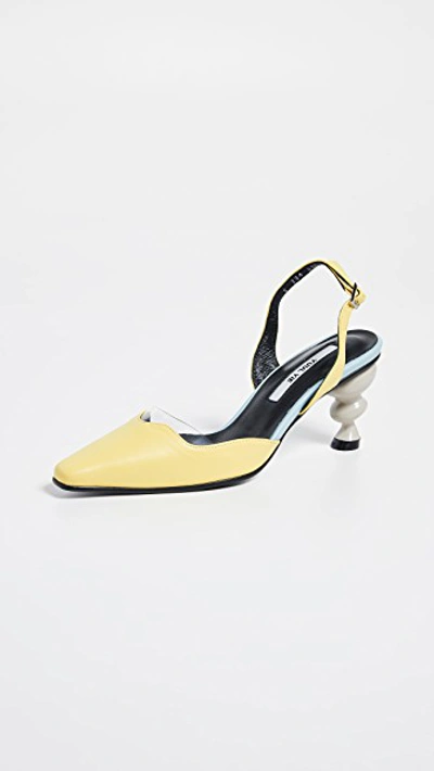 Shop Yuul Yie Lissom D'orsay Heels In Lemon/sky Blue