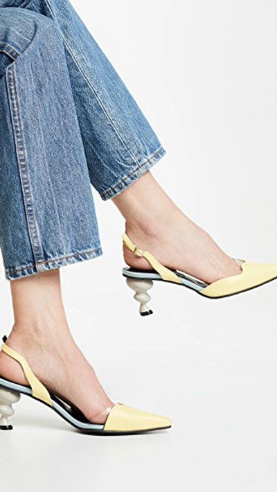 Shop Yuul Yie Lissom D'orsay Heels In Lemon/sky Blue