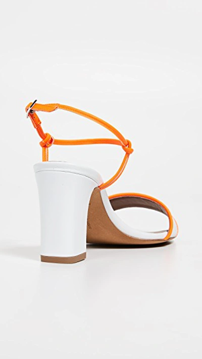 Shop Tabitha Simmons Bungee Block Heel In White/orange Fluo