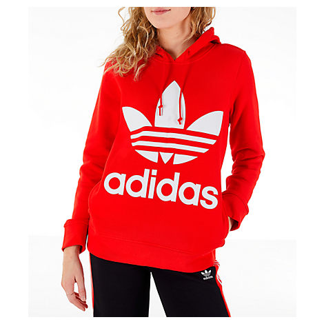 Adidas Originals Adidas Women's Originals Trefoil Logo Hoodie In Red ...