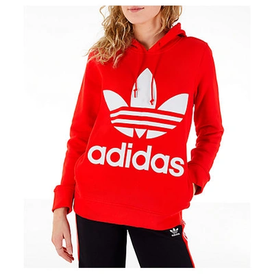 Shop Adidas Originals Adidas Women's Originals Trefoil Logo Hoodie In Red Size X-small Cotton/polyester/fleece