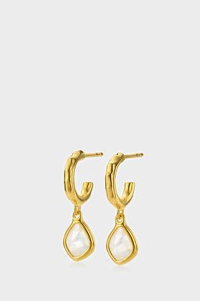 Shop Monica Vinader Siren Mini Nugget Hoop Earrings In Y Gold