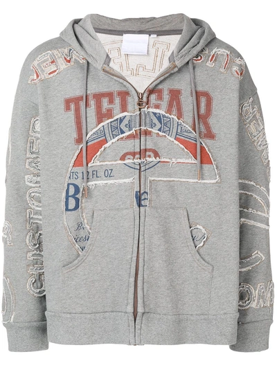Telfar Logo Print Hoodie - Grey | ModeSens