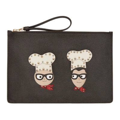 Shop Dolce & Gabbana Dolce And Gabbana Black Dg Family Chef Pouch In 80999 Black