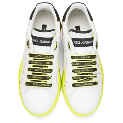 Shop Dolce & Gabbana Dolce And Gabbana White And Yellow Portofino Melt Sneakers In 8r154 Wht/y