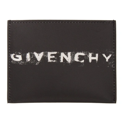 Shop Givenchy Black Graffiti Logo Card Holder In 004 Black/w