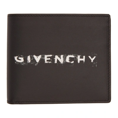Shop Givenchy Black Graffiti Logo Wallet In 004 Black/w