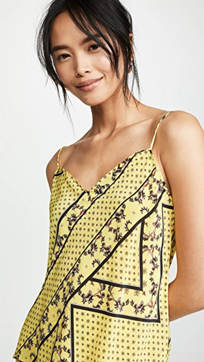 Shop Ganni Silk Mix Top In Minion Yellow