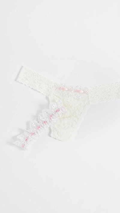 Shop Hanky Panky Anastasia Garter And Thong Set In Marshmallow/pink