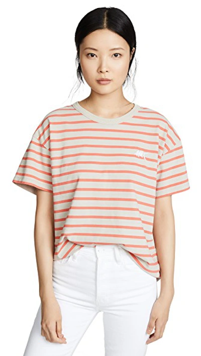 Shop Alexander Wang T Stripe Tee In Khaki/bright Orange