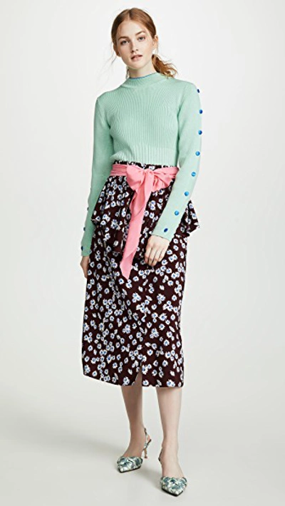 Shop Anna October Floral Midi Skirt In Multi