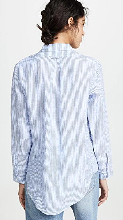 Shop Ayr The Easy Linen Shirt In Classic Stripe