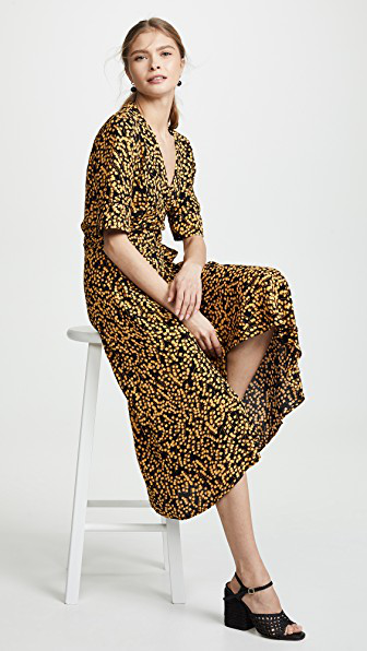 ganni goldstone wrap dress