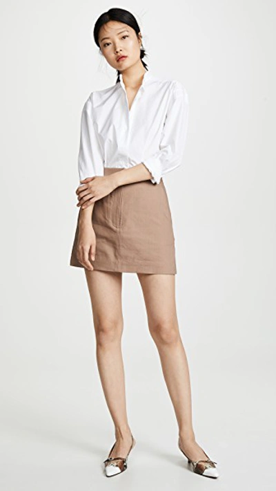 Shop Tibi Miniskirt With Removable Tie In Sable Brown