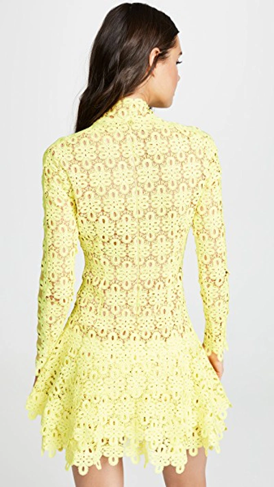 Shop Jonathan Simkhai Guipure Lace Mini Dress In Neon Yellow