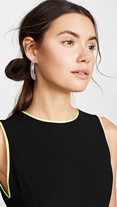 Shop Alice And Olivia Colin Colorblock Crew Neck Sleeveless Dress In Black/neon Yellow