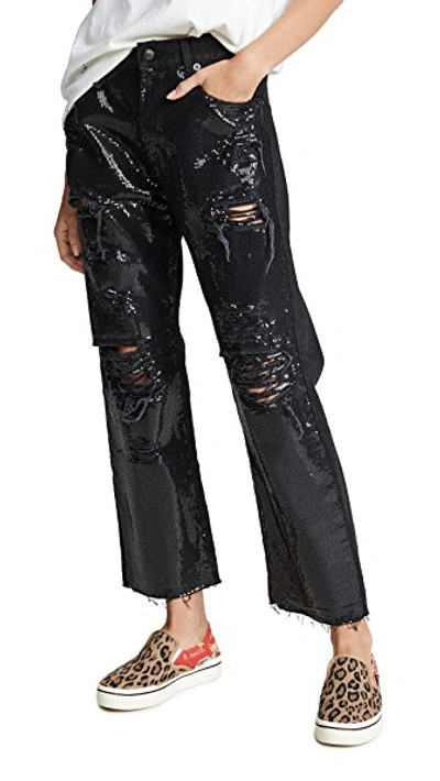 Shop R13 Boyfriend Jeans In Black Sequins