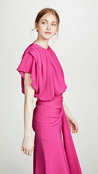 Shop Anna October Pleated Top In Fuschia