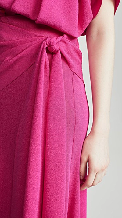 Shop Anna October Tie Waist Midi Skirt In Fuschia