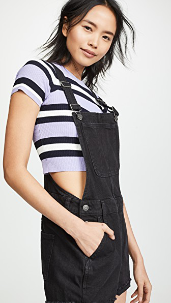 adirondack short overalls in washed black
