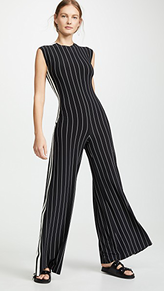 norma kamali side stripe jumpsuit