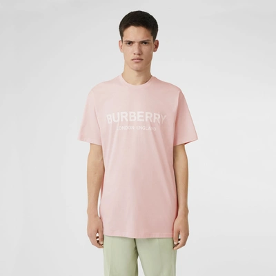 Shop Burberry Logo Print Cotton T-shirt In Alabaster Pink