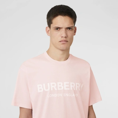 Shop Burberry Logo Print Cotton T-shirt In Alabaster Pink