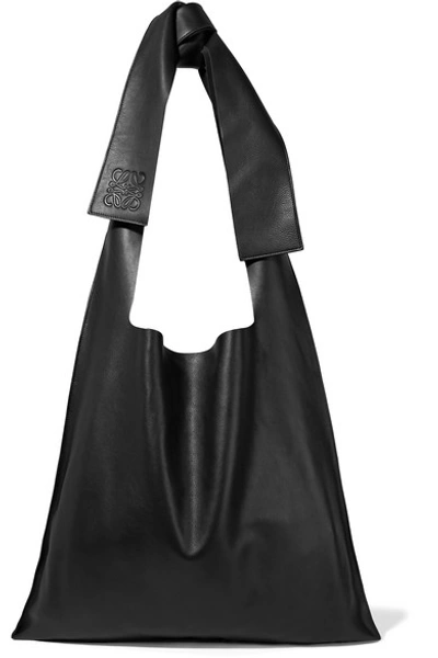 Shop Loewe Bow Oversized Leather Shoulder Bag In Black