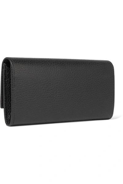 Shop Gucci Textured-leather Continental Wallet In Black