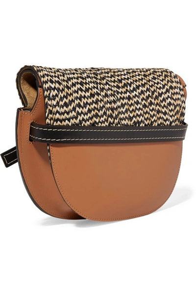 Shop Loewe Gate Small Woven Raffia And Leather Shoulder Bag In Brown