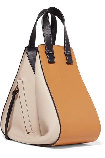 Shop Loewe Hammock Small Color-block Textured-leather Shoulder Bag In Beige