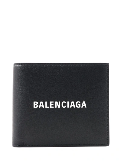 Shop Balenciaga Logo Bifold Wallet In Black