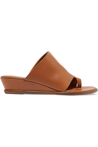 Shop Vince Darla Leather Wedge Sandals In Tan