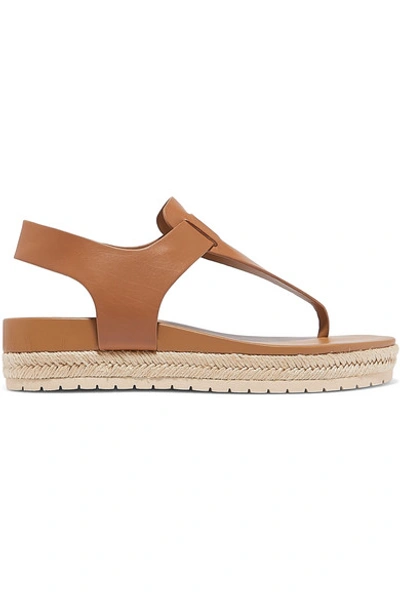 Shop Vince Flint Leather Espadrille Platform Sandals In Tan