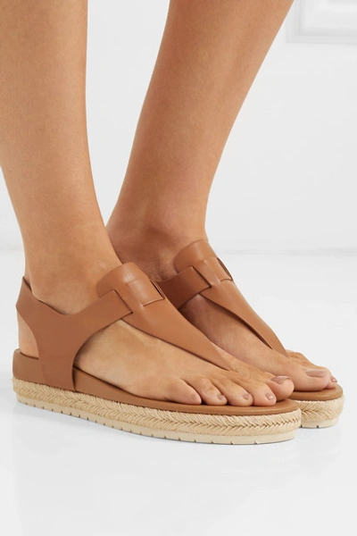 Shop Vince Flint Leather Espadrille Platform Sandals In Tan